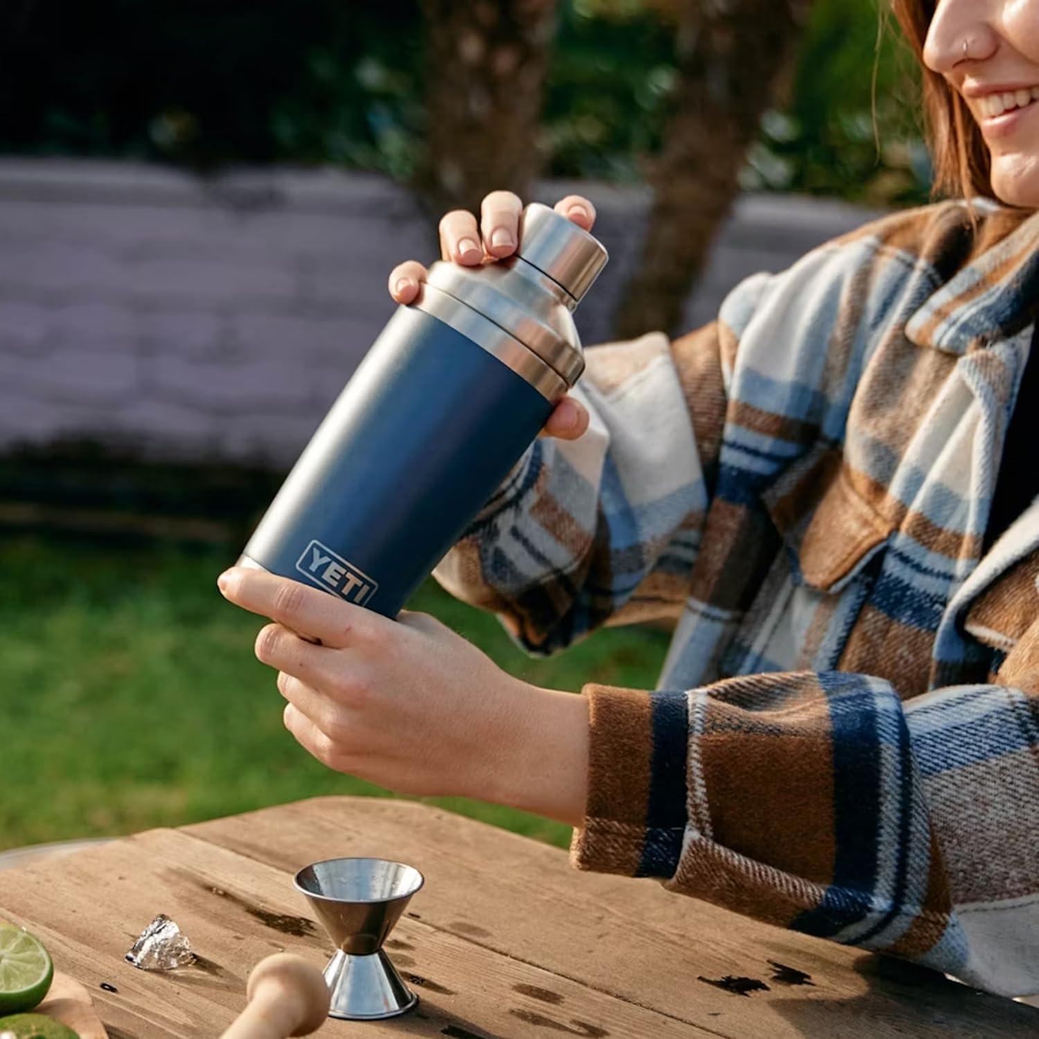 imageYETI Rambler 20 oz Cocktail Shaker Stainless Steel Vacuum Insulated Black Forest GreenCosmic Lilac