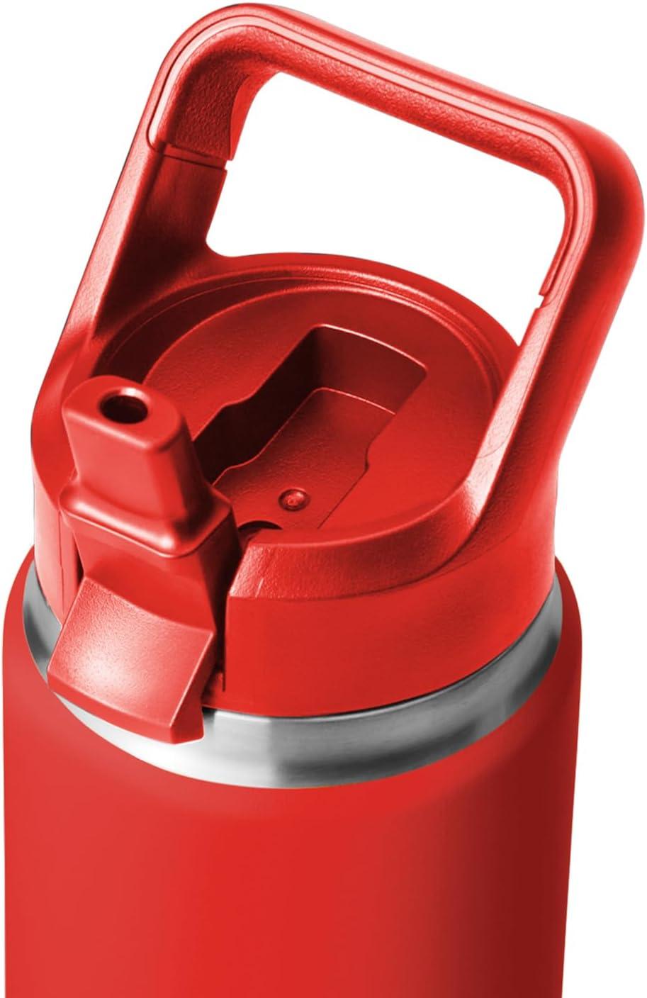 imageYETI Rambler 26 oz Bottle Vacuum Insulated Stainless Steel with Color Matching Straw CapCanyon Red