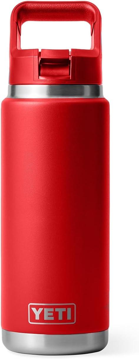 imageYETI Rambler 26 oz Bottle Vacuum Insulated Stainless Steel with Color Matching Straw CapRescue Red