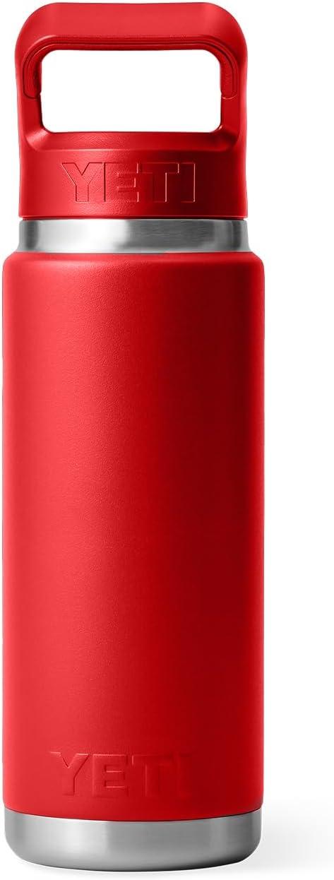imageYETI Rambler 26 oz Bottle Vacuum Insulated Stainless Steel with Color Matching Straw CapRescue Red