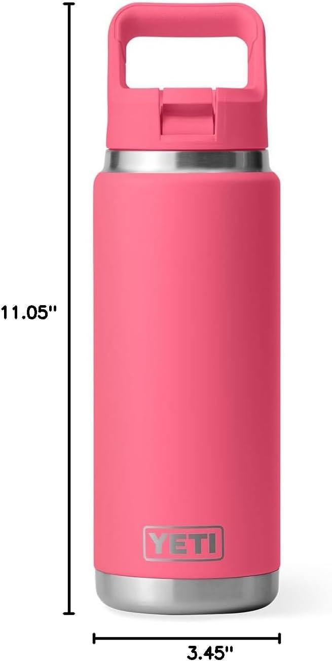 imageYETI Rambler 26 oz Bottle Vacuum Insulated Stainless Steel with Color Matching Straw CapTropical Pink