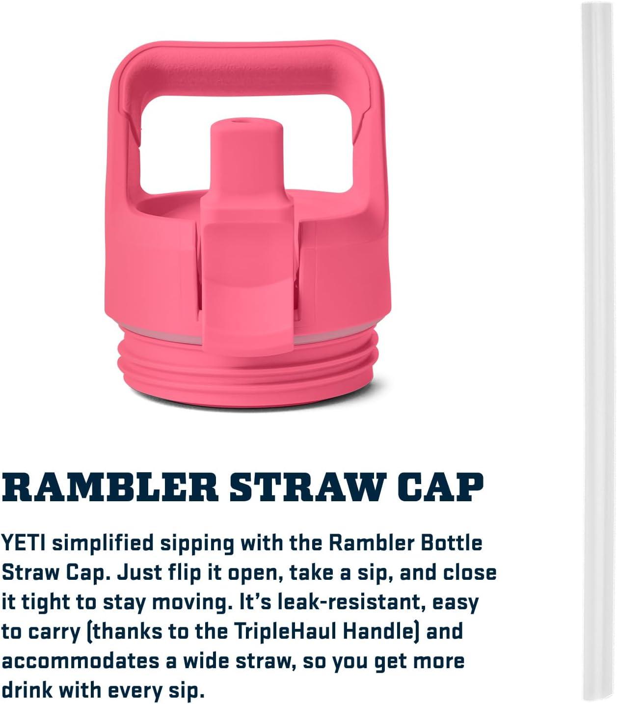 imageYETI Rambler 26 oz Bottle Vacuum Insulated Stainless Steel with Color Matching Straw CapTropical Pink