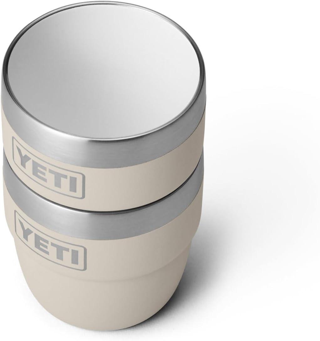 imageYETI Rambler 4 oz Stackable Cup Stainless Steel Vacuum Insulated EspressoCoffee Cup 2 PackCape Taupe