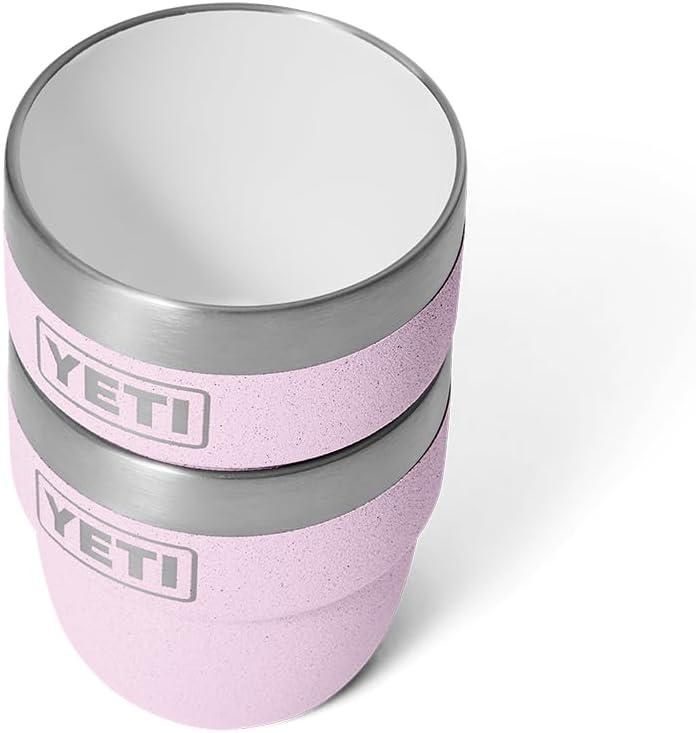 imageYETI Rambler 4 oz Stackable Cup Stainless Steel Vacuum Insulated EspressoCoffee Cup 2 PackCherry Blossom Textured