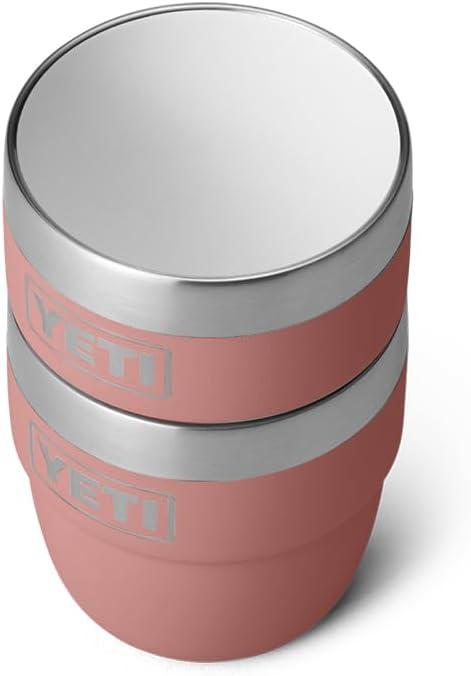 imageYETI Rambler 4 oz Stackable Cup Stainless Steel Vacuum Insulated EspressoCoffee Cup 2 PackSandstone Pink