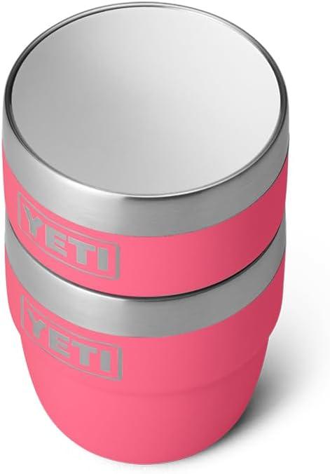 imageYETI Rambler 4 oz Stackable Cup Stainless Steel Vacuum Insulated EspressoCoffee Cup 2 PackTropical Pink