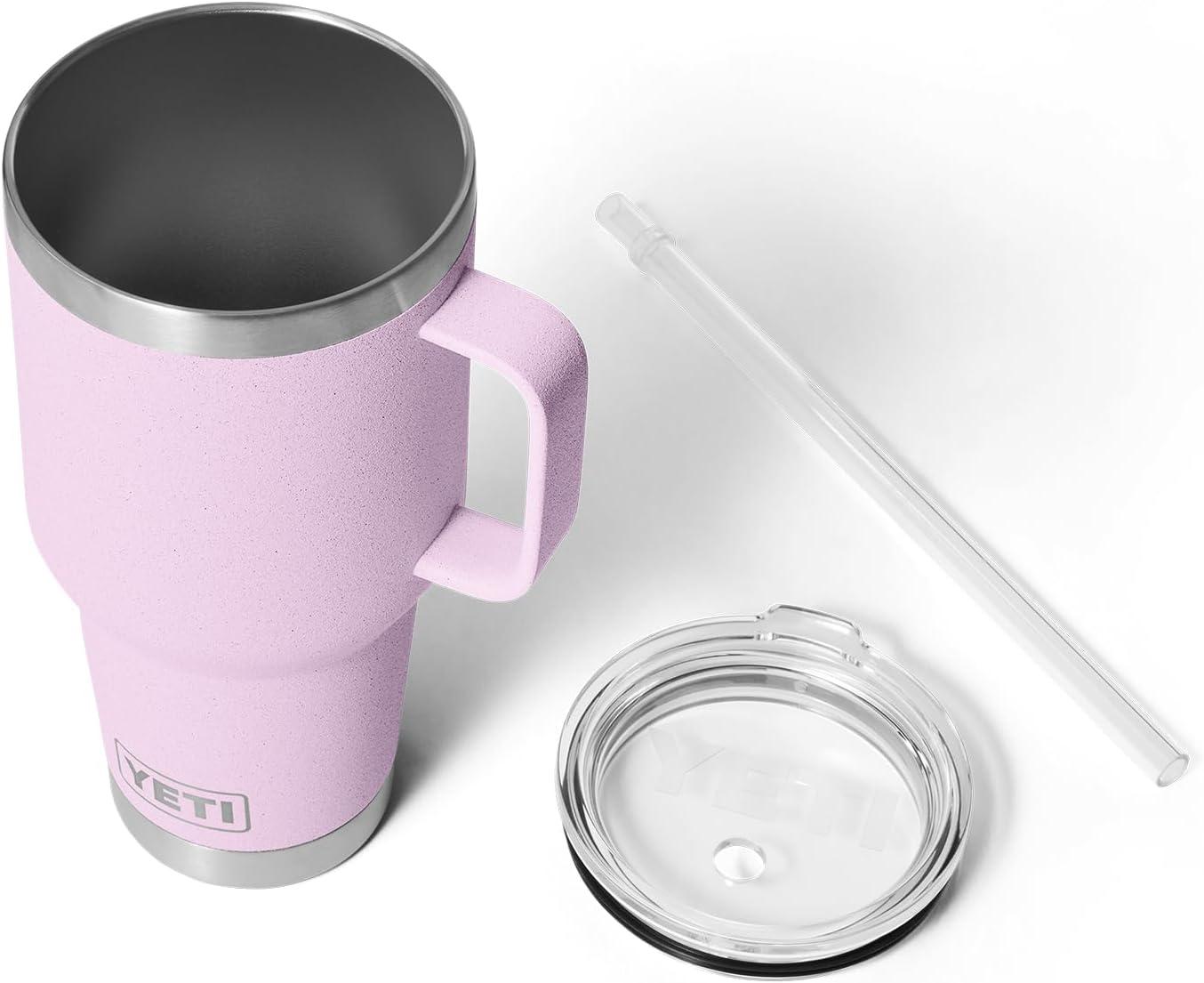 imageYETI Rambler 42 oz Tumbler with Handle and Straw Lid Travel Mug Water Tumbler Vacuum Insulated Cup with Handle Stainless Steel Cherry Blossom TexturedCherry Blossom Textured