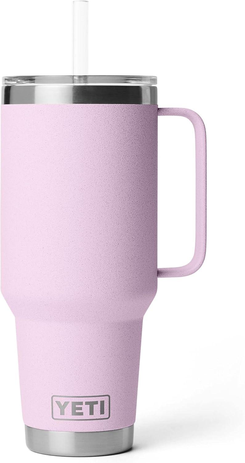 imageYETI Rambler 42 oz Tumbler with Handle and Straw Lid Travel Mug Water Tumbler Vacuum Insulated Cup with Handle Stainless Steel Cherry Blossom TexturedCherry Blossom Textured