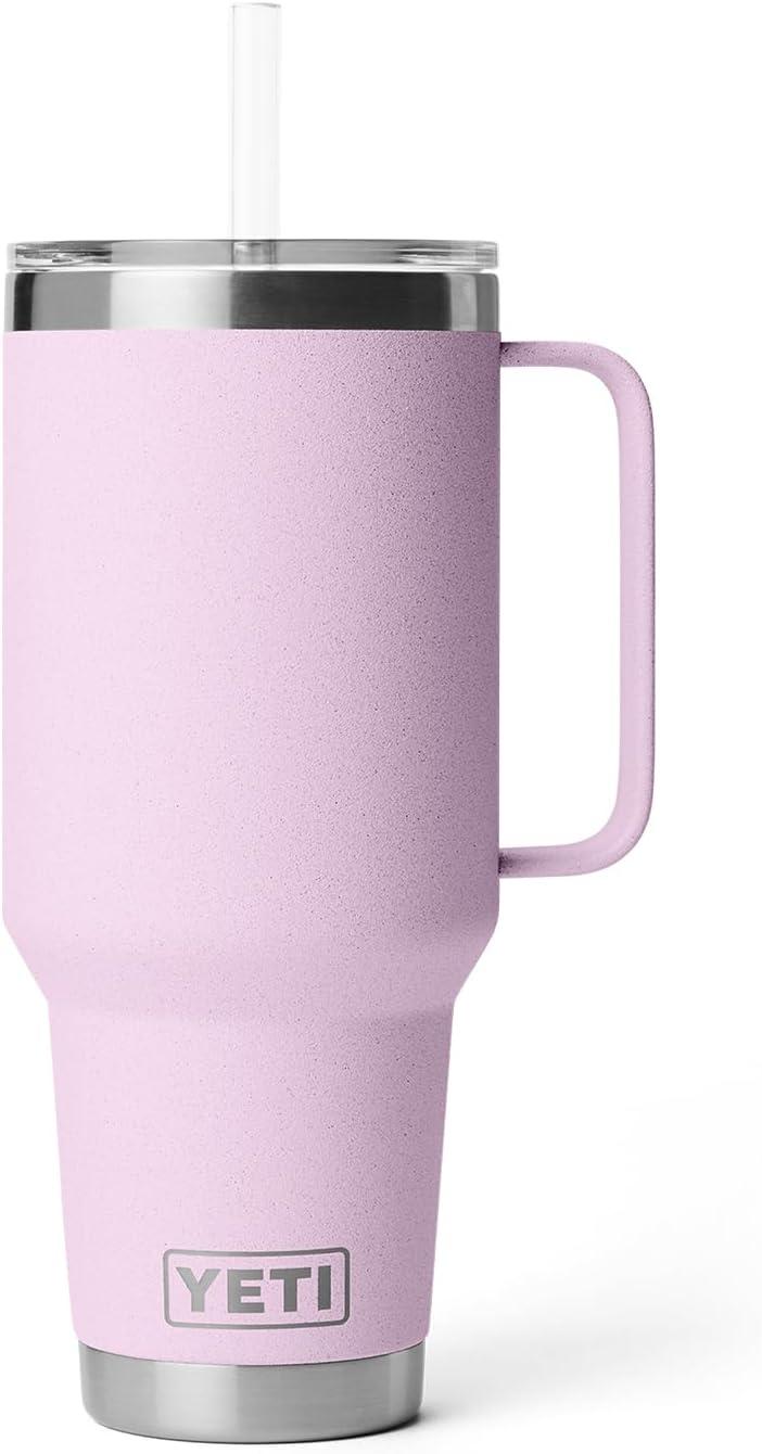 imageYETI Rambler 42 oz Tumbler with Handle and Straw Lid Travel Mug Water Tumbler Vacuum Insulated Cup with Handle Stainless Steel Cherry Blossom TexturedCherry Blossom Textured