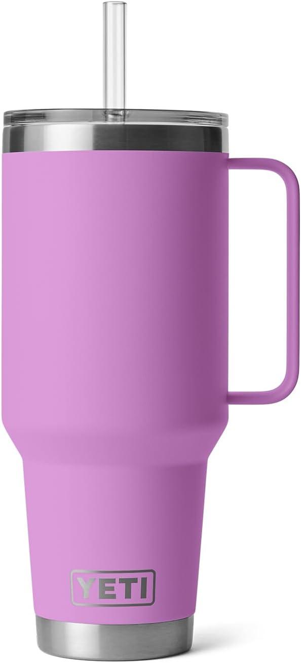 imageYETI Rambler 42 oz Tumbler with Handle and Straw Lid Travel Mug Water Tumbler Vacuum Insulated Cup with Handle Stainless Steel Cherry Blossom TexturedDesert Bloom