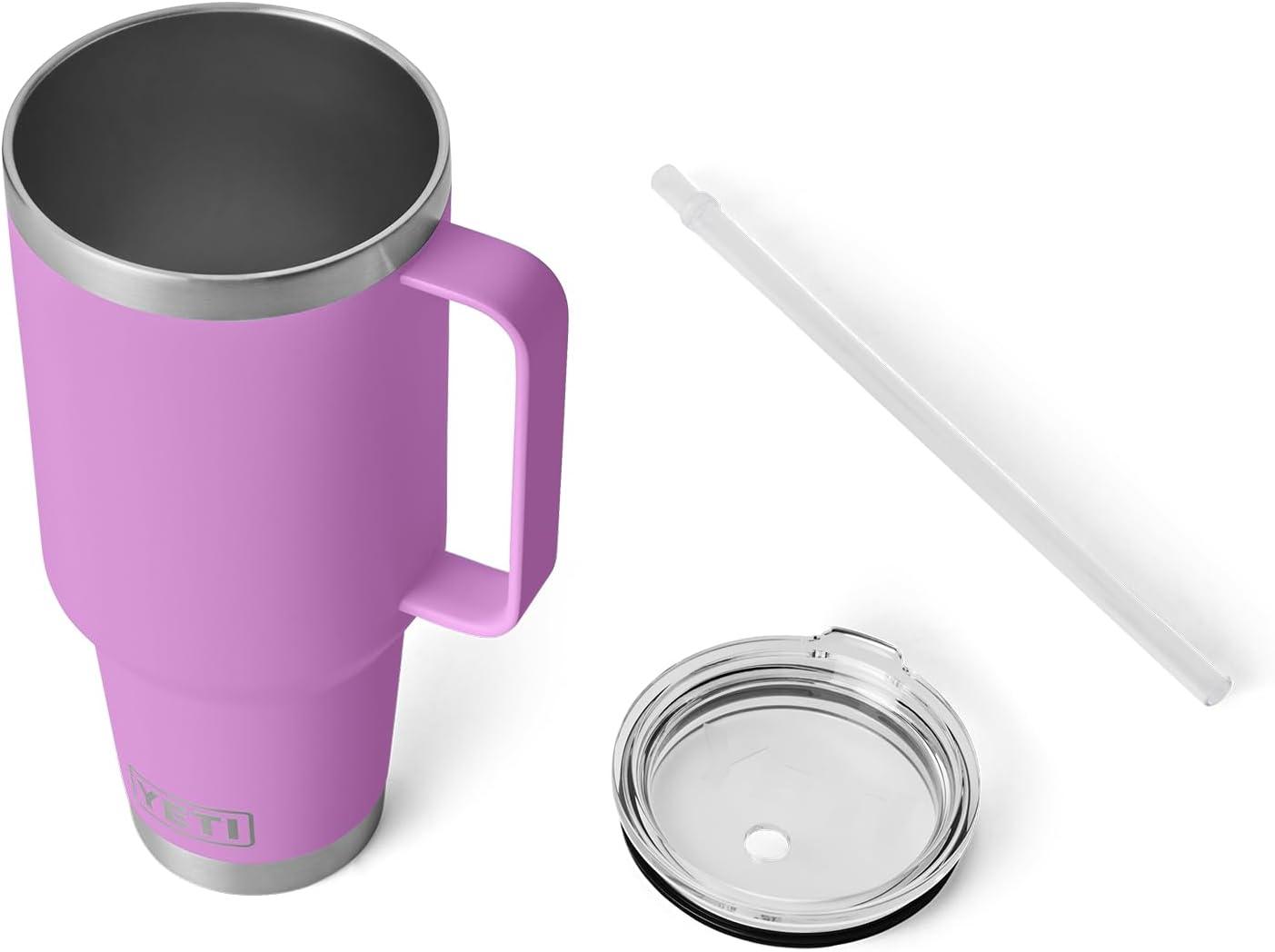 imageYETI Rambler 42 oz Tumbler with Handle and Straw Lid Travel Mug Water Tumbler Vacuum Insulated Cup with Handle Stainless Steel Cherry Blossom TexturedDesert Bloom