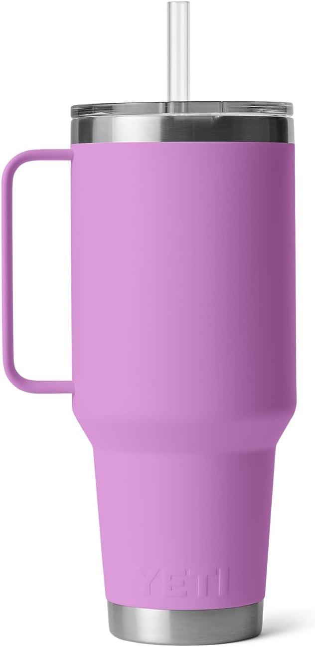 imageYETI Rambler 42 oz Tumbler with Handle and Straw Lid Travel Mug Water Tumbler Vacuum Insulated Cup with Handle Stainless Steel Cherry Blossom TexturedDesert Bloom