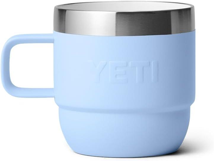 imageYETI Rambler 6 oz Stackable Mug Stainless Steel Vacuum Insulated EspressoCoffee Mug 2 PackBig Sky Blue