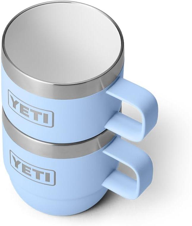 imageYETI Rambler 6 oz Stackable Mug Stainless Steel Vacuum Insulated EspressoCoffee Mug 2 PackBig Sky Blue