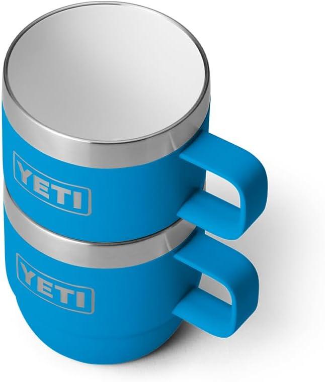 imageYETI Rambler 6 oz Stackable Mug Stainless Steel Vacuum Insulated EspressoCoffee Mug 2 PackBig Wave Blue