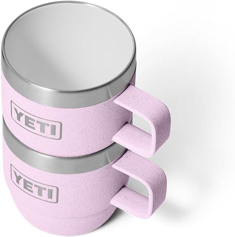 imageYETI Rambler 6 oz Stackable Mug Stainless Steel Vacuum Insulated EspressoCoffee Mug 2 PackCherry Blossom Textured