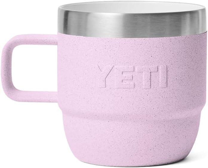 imageYETI Rambler 6 oz Stackable Mug Stainless Steel Vacuum Insulated EspressoCoffee Mug 2 PackCherry Blossom Textured