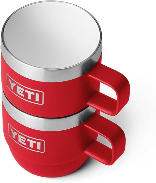 imageYETI Rambler 6 oz Stackable Mug Stainless Steel Vacuum Insulated EspressoCoffee Mug 2 PackRescue Red