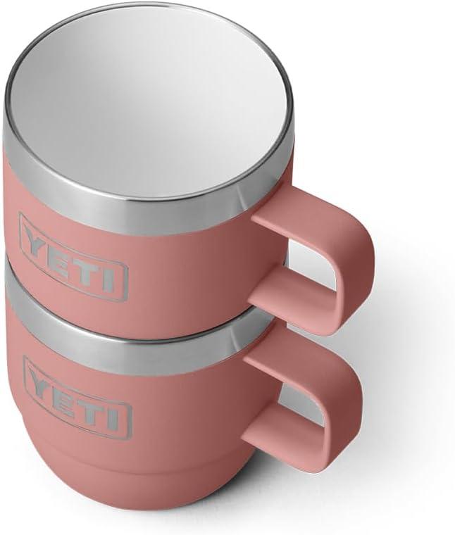 imageYETI Rambler 6 oz Stackable Mug Stainless Steel Vacuum Insulated EspressoCoffee Mug 2 PackSandstone Pink