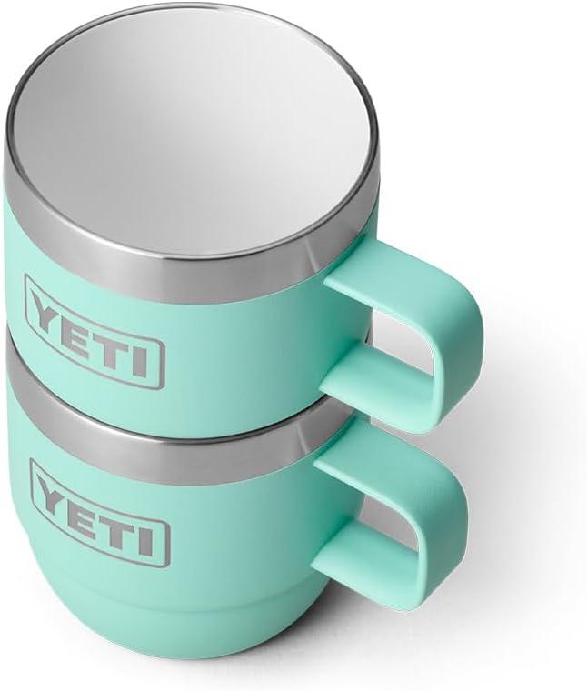 imageYETI Rambler 6 oz Stackable Mug Stainless Steel Vacuum Insulated EspressoCoffee Mug 2 PackSeafoam
