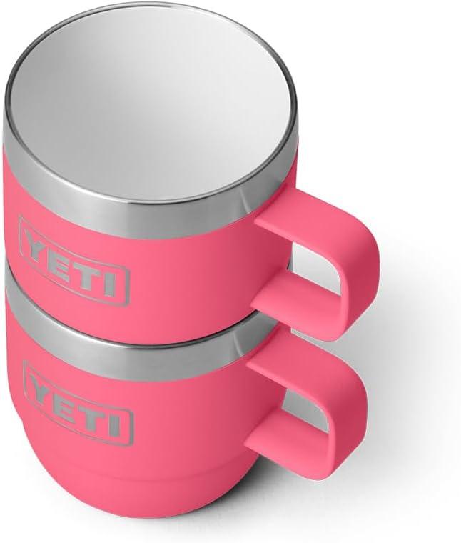 imageYETI Rambler 6 oz Stackable Mug Stainless Steel Vacuum Insulated EspressoCoffee Mug 2 PackTropical Pink