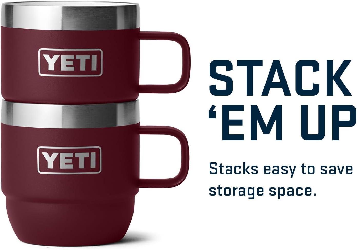 imageYETI Rambler 6 oz Stackable Mug Stainless Steel Vacuum Insulated EspressoCoffee Mug 2 PackWild Vine Red