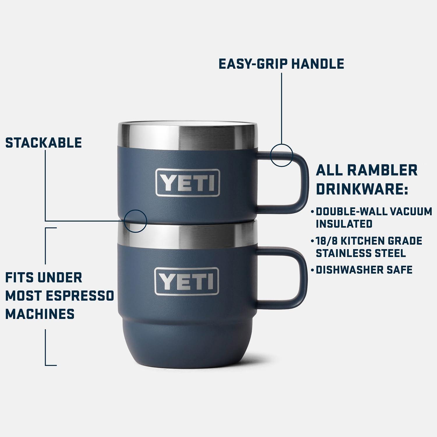 imageYETI Rambler 6 oz Stackable Mug Stainless Steel Vacuum Insulated EspressoCoffee Mug 2 PackWild Vine Red