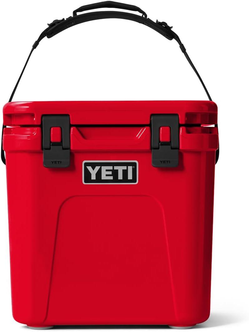 imageYETI Roadie 24 20 Hard Cooler with DoubleDuty Shoulder Strap and Drain PlugRescue Red