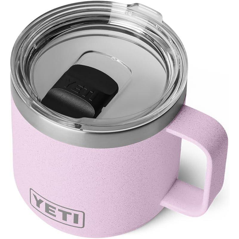 imageYETI Rambler 14 oz Ceramic Lined Stackable Mug Vacuum Insulated Stainless Steel with MagSlider Lid SeafoamCherry Blossom