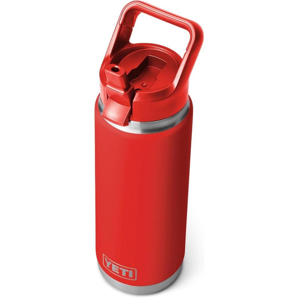 imageYETI Rambler 26 oz Bottle Vacuum Insulated Stainless Steel with Color Matching Straw CapCanyon Red