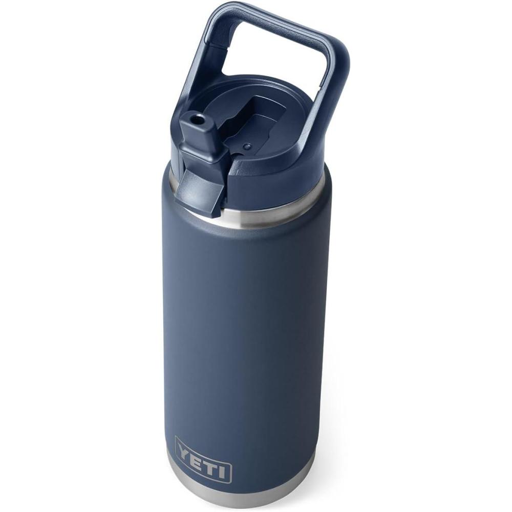 imageYETI Rambler 26 oz Bottle Vacuum Insulated Stainless Steel with Color Matching Straw CapNavy