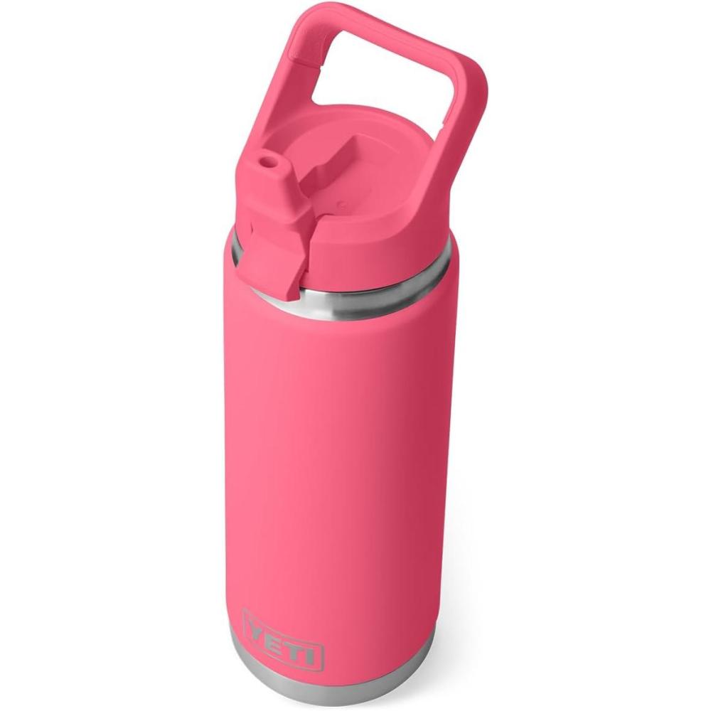 imageYETI Rambler 26 oz Bottle Vacuum Insulated Stainless Steel with Color Matching Straw CapTropical Pink