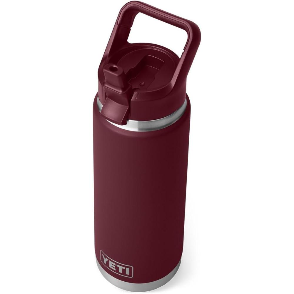 imageYETI Rambler 26 oz Bottle Vacuum Insulated Stainless Steel with Color Matching Straw CapWild Vine Red