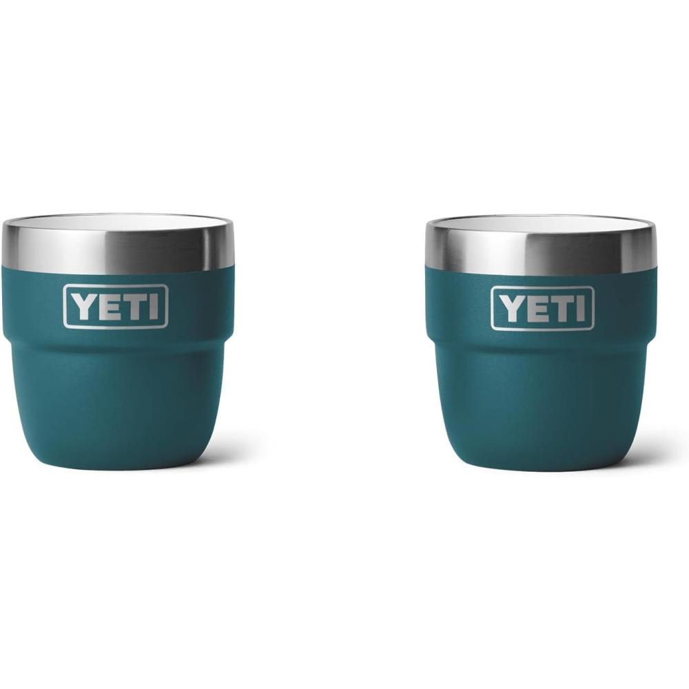 imageYETI Rambler 4 oz Stackable Cup Stainless Steel Vacuum Insulated EspressoCoffee Cup 2 PackAgave Teal