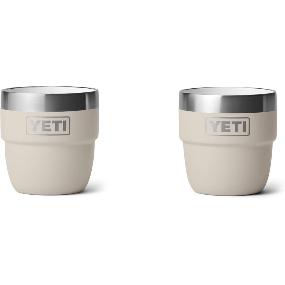 imageYETI Rambler 4 oz Stackable Cup Stainless Steel Vacuum Insulated EspressoCoffee Cup 2 PackCape Taupe