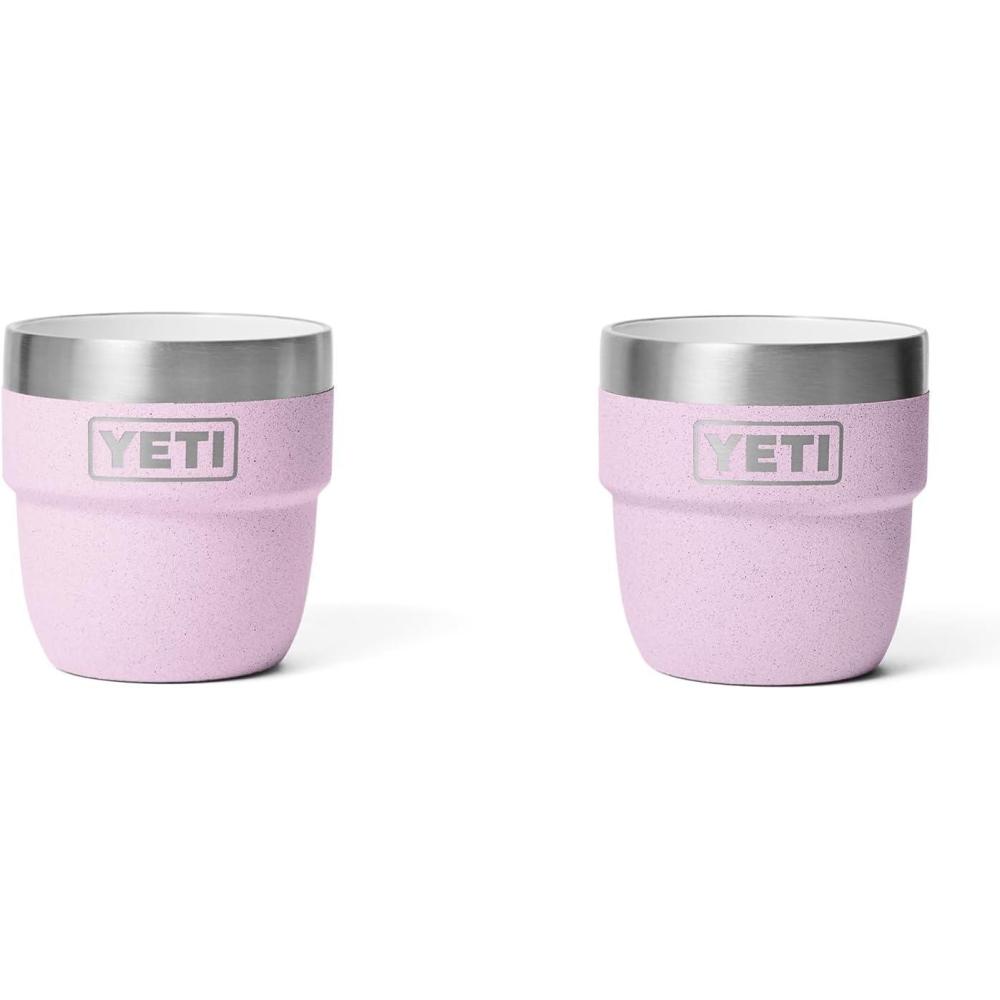 imageYETI Rambler 4 oz Stackable Cup Stainless Steel Vacuum Insulated EspressoCoffee Cup 2 PackCherry Blossom  Textured