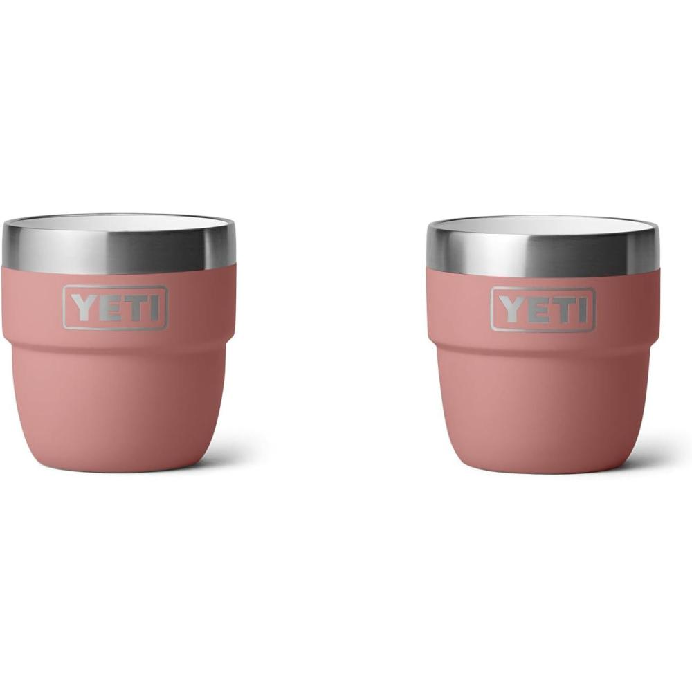 imageYETI Rambler 4 oz Stackable Cup Stainless Steel Vacuum Insulated EspressoCoffee Cup 2 PackSandstone Pink