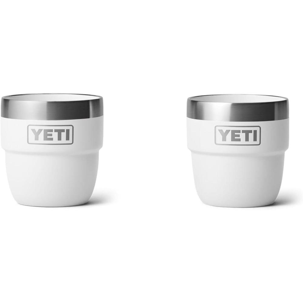 imageYETI Rambler 4 oz Stackable Cup Stainless Steel Vacuum Insulated EspressoCoffee Cup 2 PackWhite