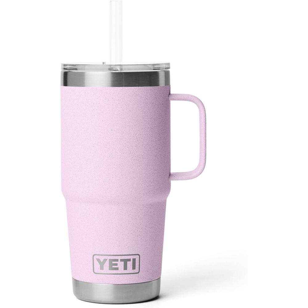 imageYETI Rambler 42 oz Tumbler with Handle and Straw Lid Travel Mug Water Tumbler Vacuum Insulated Cup with Handle Stainless Steel Cherry Blossom  TexturedCherry Blossom  Textured
