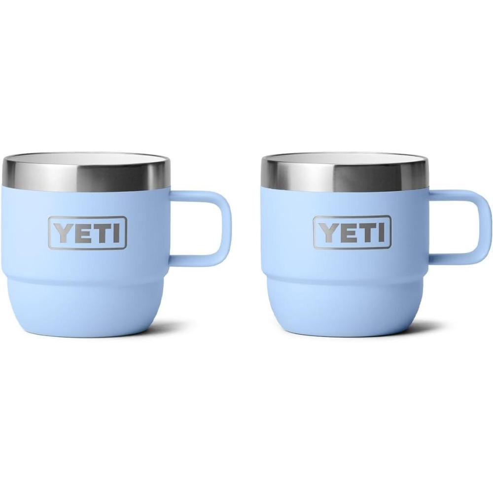 imageYETI Rambler 6 oz Stackable Mug Stainless Steel Vacuum Insulated EspressoCoffee Mug 2 PackBig Sky Blue