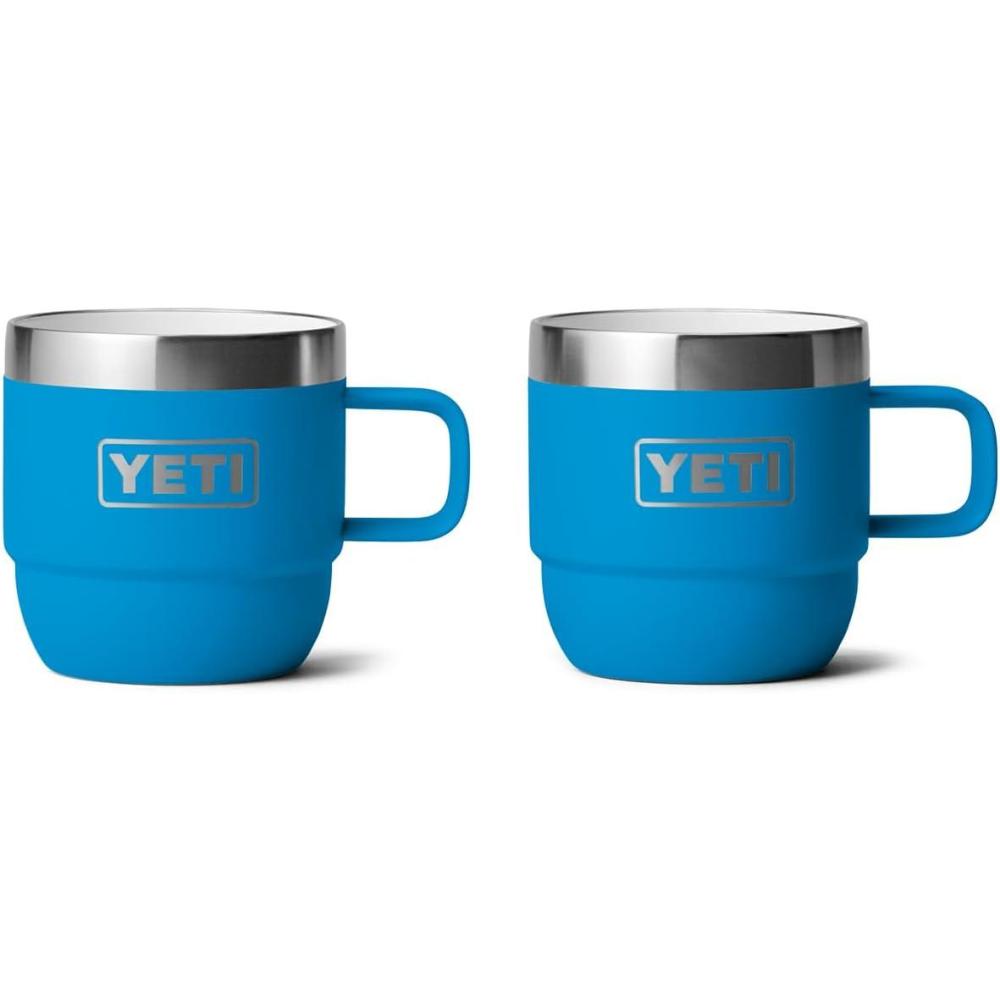 imageYETI Rambler 6 oz Stackable Mug Stainless Steel Vacuum Insulated EspressoCoffee Mug 2 PackBig Wave Blue