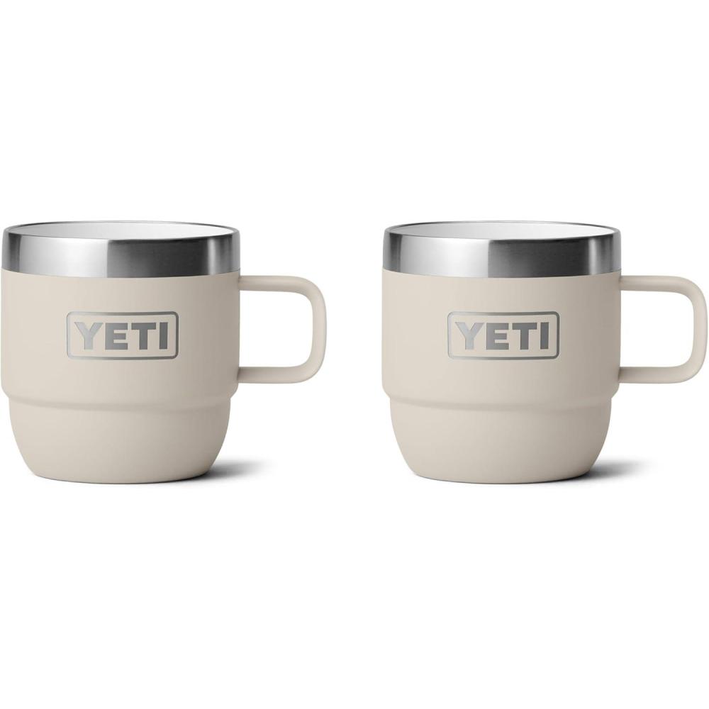 imageYETI Rambler 6 oz Stackable Mug Stainless Steel Vacuum Insulated EspressoCoffee Mug 2 PackCape Taupe