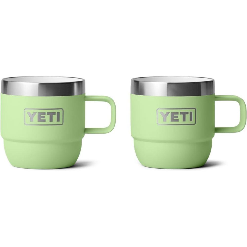 imageYETI Rambler 6 oz Stackable Mug Stainless Steel Vacuum Insulated EspressoCoffee Mug 2 PackKey Lime