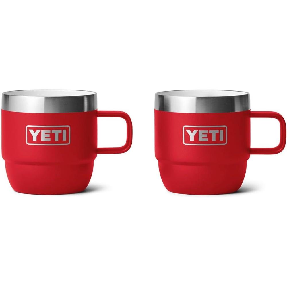 imageYETI Rambler 6 oz Stackable Mug Stainless Steel Vacuum Insulated EspressoCoffee Mug 2 PackRescue Red