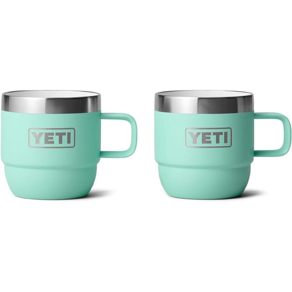 imageYETI Rambler 6 oz Stackable Mug Stainless Steel Vacuum Insulated EspressoCoffee Mug 2 PackSeafoam