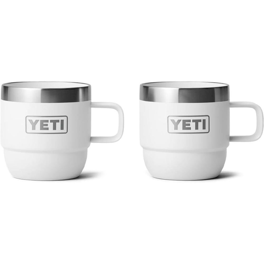 imageYETI Rambler 6 oz Stackable Mug Stainless Steel Vacuum Insulated EspressoCoffee Mug 2 PackWhite
