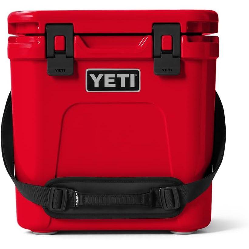 imageYETI Roadie 24 20 Hard Cooler with DoubleDuty Shoulder Strap and Drain PlugRescue Red