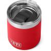 YETI Rambler 10 oz Stackable Lowball 2.0, Vacuum Insulated, Stainless Steel with MagSlider Lid, Black Stone(Rescue Red)