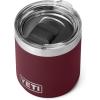 YETI Rambler 10 oz Stackable Lowball 2.0, Vacuum Insulated, Stainless Steel with MagSlider Lid, Black Stone(Wild Vine Red)