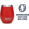 YETI Rambler 10 oz Wine Tumbler, Vacuum Insulated, Stainless Steel with MagSlider Lid, Seafoam(Canyon Red)